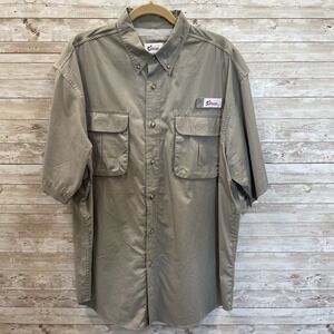World‎ Wide Sportsman Mens XL Shirt Sage Short Sleeve Fishing Vented Button Down
